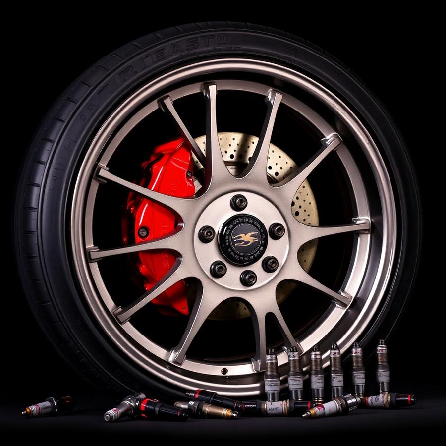 Premium alloy wheel with red brake caliper